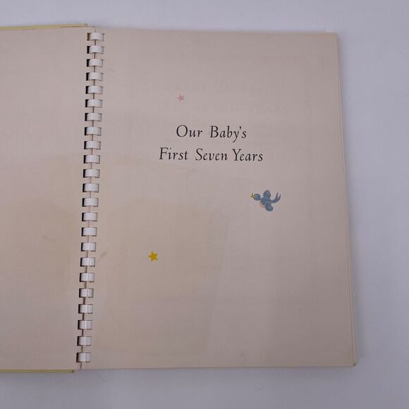 Vintage 1955 Baby Book Babys First Seven Years Record Blank Retro Yellow Cover - Picture 3 of 12